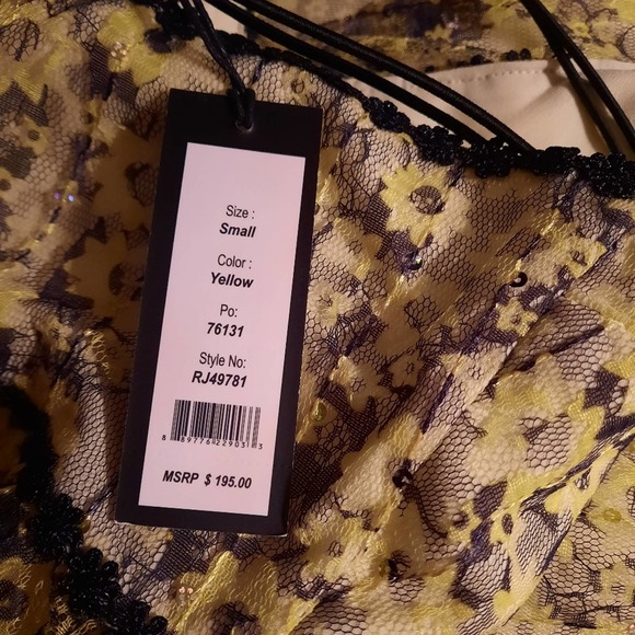 Romeo & Juliet Couture Women's Size Small Yellow & Black Spaghetti Strap Mini - Picture 4 of 6